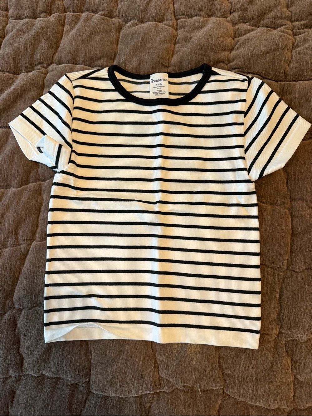 No Boundaries Black & White Striped Short Sleeve Tee